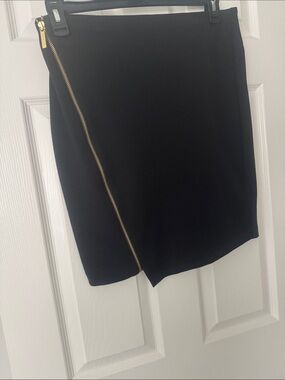 MICHAEL Michael Kors Black Pencil Skirt with Gold Zip Detail